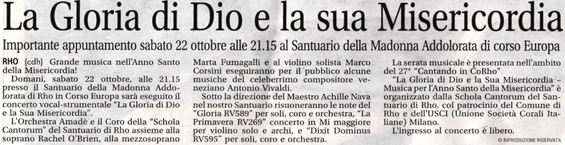 Articolo - Settimanale Settegiorni